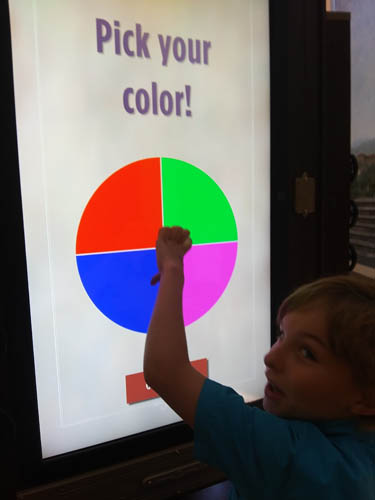 Selecting your color at The Hershey Story Muesuem