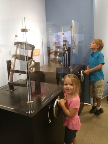 Learning about gravity fed shaker filters at The Hershey Story Museum